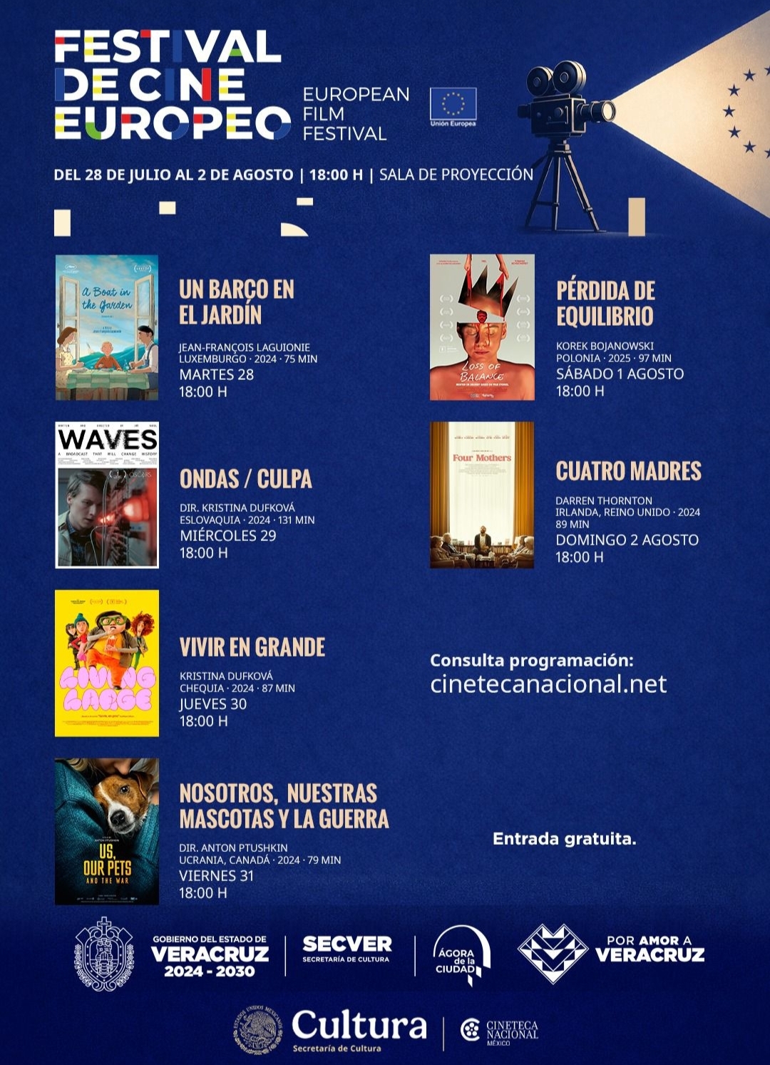 SECVER y la Cineteca Nacional presentan Festival de Cine Europeo en el Ágora de la Ciudad