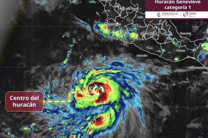 Genevieve se intensifica a huracán categoría 1 frente al Pacífico mexicano