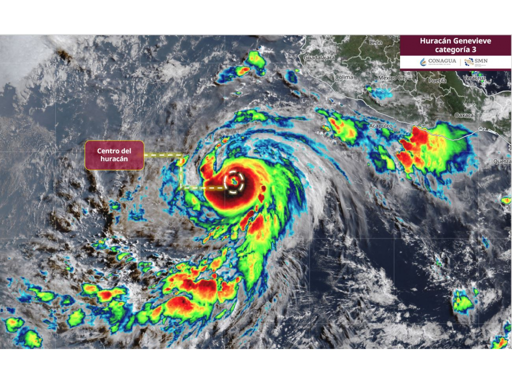 Huracán Genevieve: trayectoria EN VIVO hoy 26 de julio; podría alcanzar la categoría 3 | ¿qué estados tendrán lluvias?